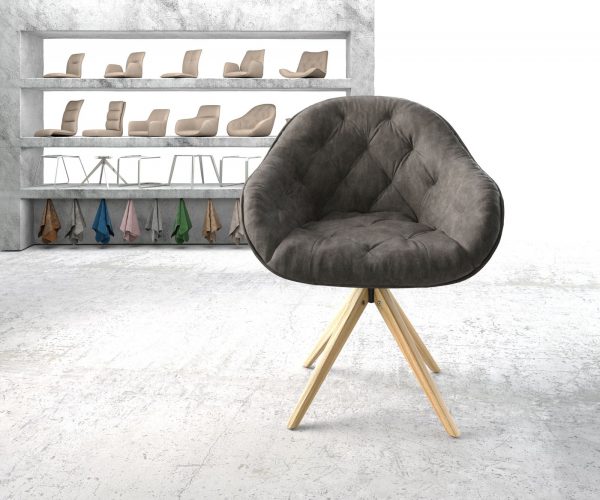 Otočná židle Gaio-Flex Anthracite Vintage z mikrovlákna Dřevěný rám hranatý - Image 2