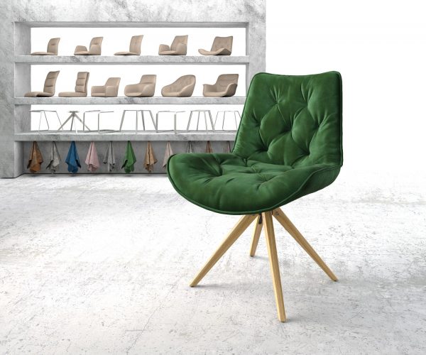 Otočná židle Taimi-Flex Velvet Green Dřevěný rám úhlový 180° otočný