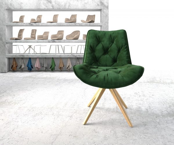 Otočná židle Taimi-Flex Velvet Green Dřevěný rám úhlový 180° otočný - Image 2
