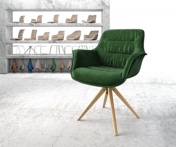 Otočná židle Kaira-Flex Velvet Green Dřevěný rám úhlový 180° otočný