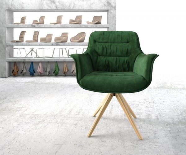 Otočná židle Kaira-Flex Velvet Green Dřevěný rám úhlový 180° otočný - Image 2