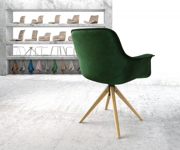 Otočná židle Kaira-Flex Velvet Green Dřevěný rám úhlový 180° otočný - Image 3