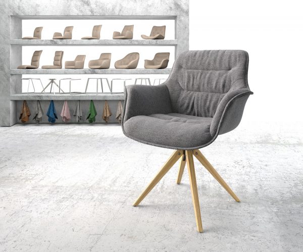 Otočná židle Kaira-Flex Textured Fabric Light Grey Dřevěný rám úhlový 180° otočný