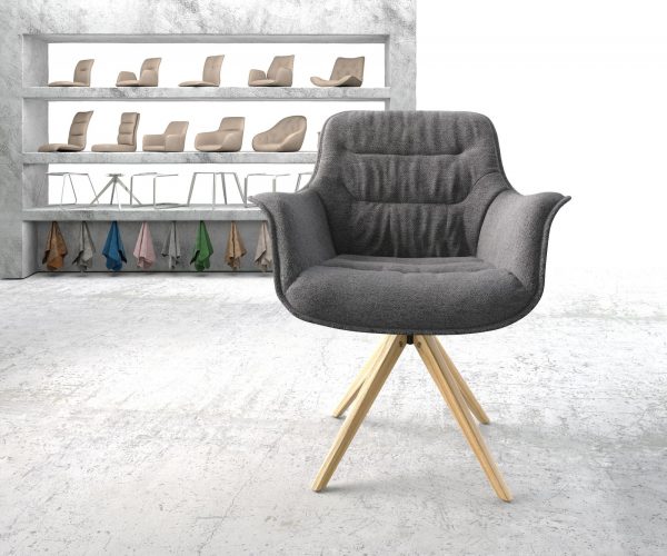 Otočná židle Kaira-Flex Textured Fabric Light Grey Dřevěný rám úhlový 180° otočný - Image 2