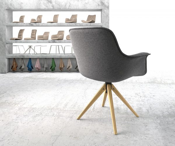 Otočná židle Kaira-Flex Textured Fabric Light Grey Dřevěný rám úhlový 180° otočný - Image 3