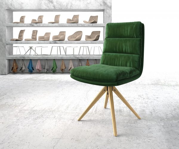 Otočná židle Abelia-Flex Velvet Green Dřevěný rám úhlový 180° otočný