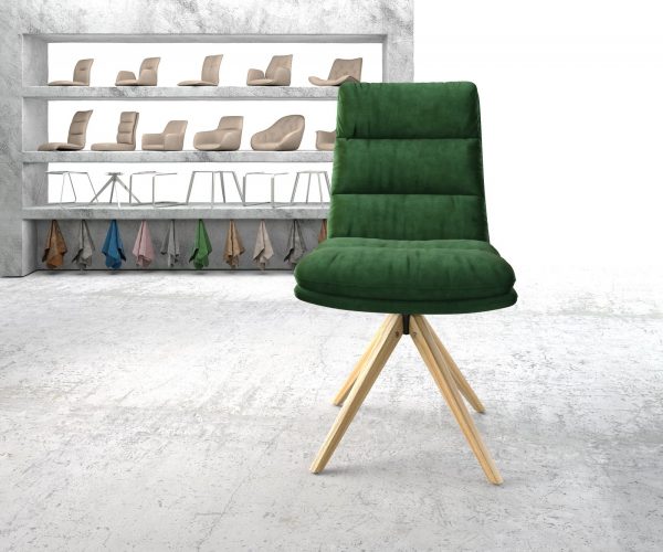 Otočná židle Abelia-Flex Velvet Green Dřevěný rám úhlový 180° otočný - Image 2