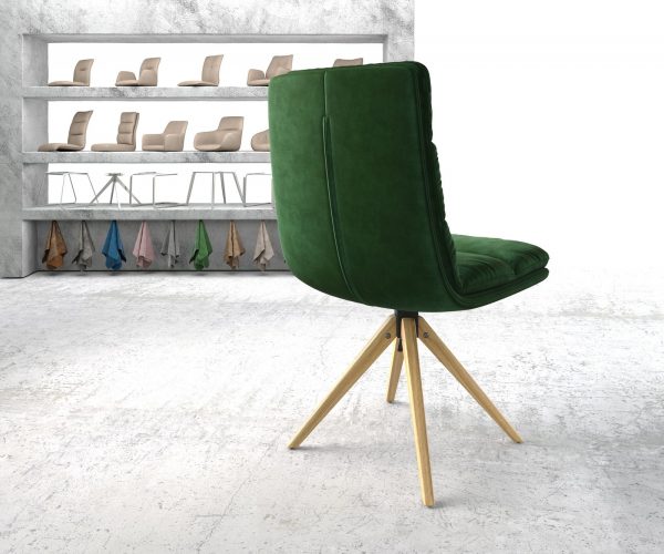 Otočná židle Abelia-Flex Velvet Green Dřevěný rám úhlový 180° otočný - Image 3