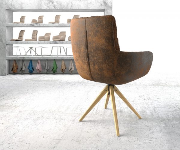 Otočná židle Abelia-Flex s područkami Hnědá Vintage mikrovlákno dřevěný rám hranatý - Image 3