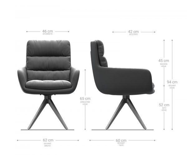 Otočná židle Abelia-Flex s područkami Modrá Samet Dřevěný rám hranatý - Image 5