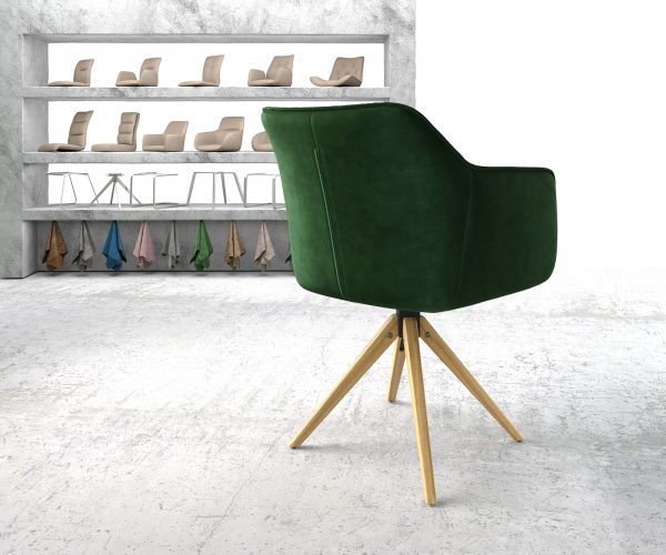 Otočná židle Elda-Flex s područkami Velvet Green Dřevěný rám otočný o 180° - Image 3