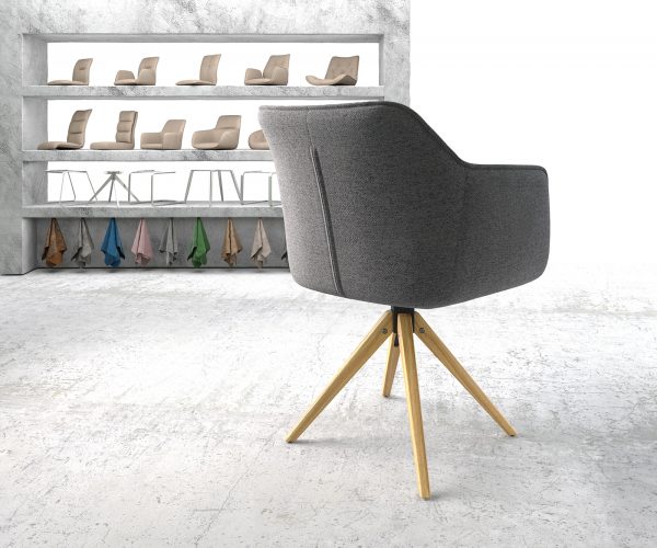 Otočná židle Elda-Flex s texturovanou látkou světle šedá hranatý dřevěný rám otočný o 180° - Image 3