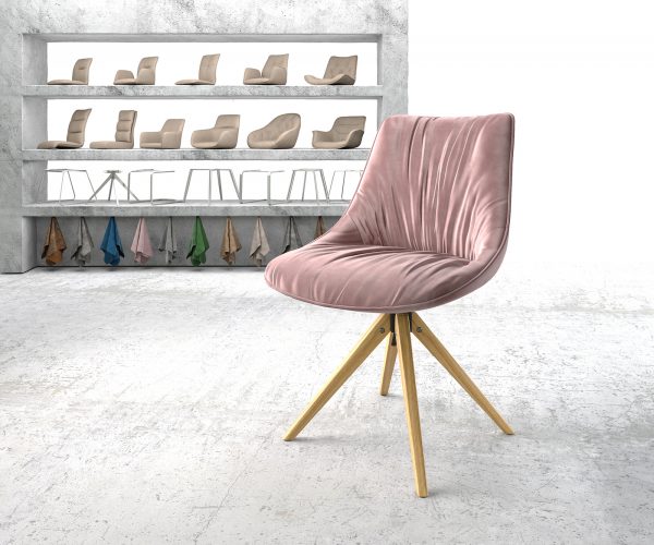 Otočná židle Elda-Flex Velvet Rosé Dřevěný rám úhlový 180° otočný