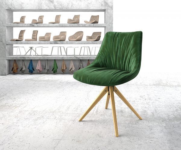 Otočná židle Elda-Flex Velvet Green Dřevěný rám úhlový 180° otočný