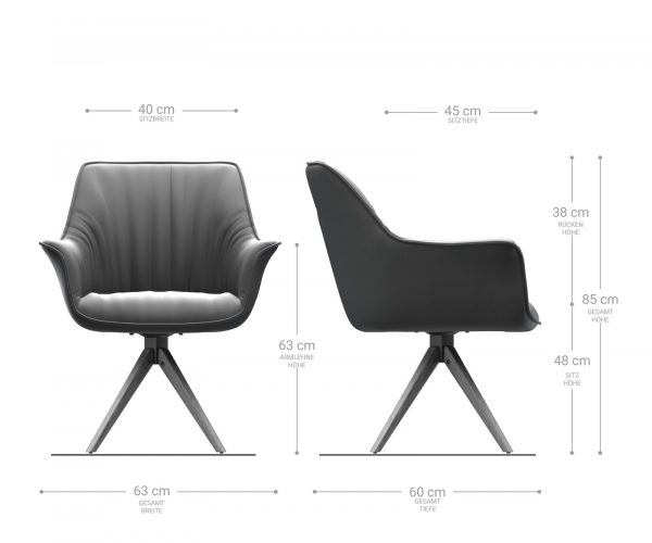 Otočná židle Keila-Flex s područkami béžová vintage mikrovlákno dřevěná podnož hranatá - Image 5