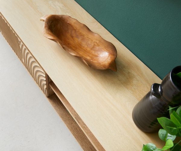 TV stolek Budaya mango přírodní 175 cm 2 dvířka 2 přihrádky závěsné - Image 6