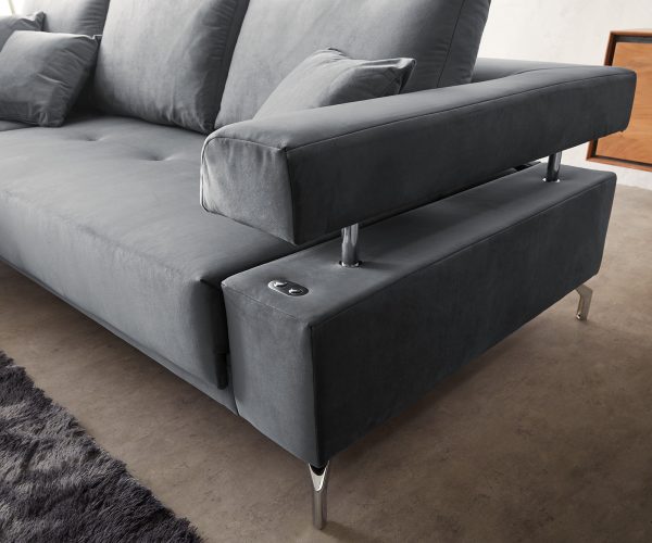 Obývací prostor Bria 270x220 cm Velvet Grey Otoman levý včetně elektrického nastavení hloubky sedáku - Image 6