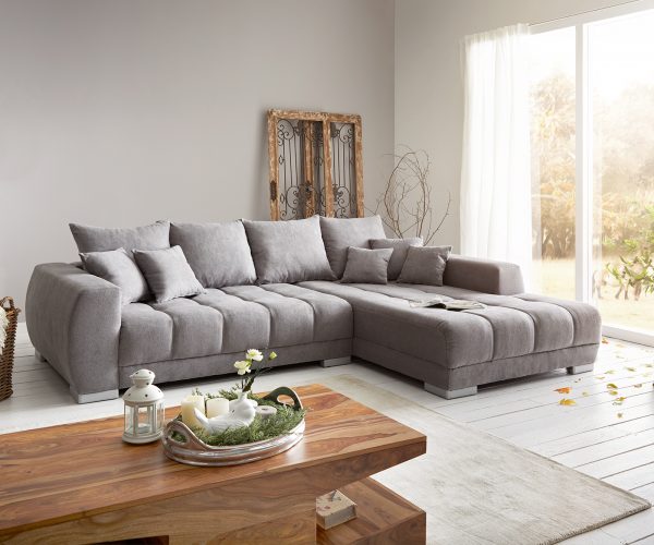 Sedací souprava krajina Josea 300x220 cm mikrovlákno kámen Šedá recamier vpravo