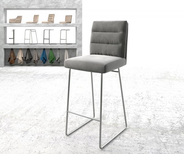 Barová židle Pela-Flex Velvet Grey Skid Frame Stainless Steel