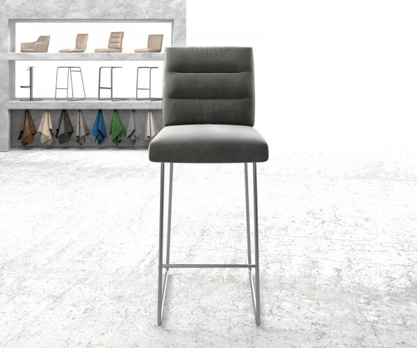 Barová židle Pela-Flex Velvet Grey Skid Frame Stainless Steel - Image 2