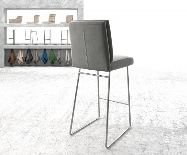Barová židle Pela-Flex Velvet Grey Skid Frame Stainless Steel - Image 3