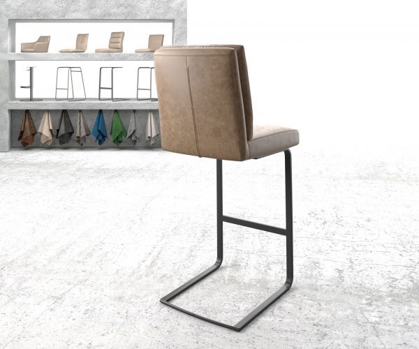 Barová židle Pela-Flex Brown Vintage Faux Leather Cantilever Flat Metal - Image 3