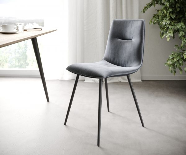 Sada 4 jídelních židlí Pia-Adesso Grey Velvet se 4 nohami kónického tvaru