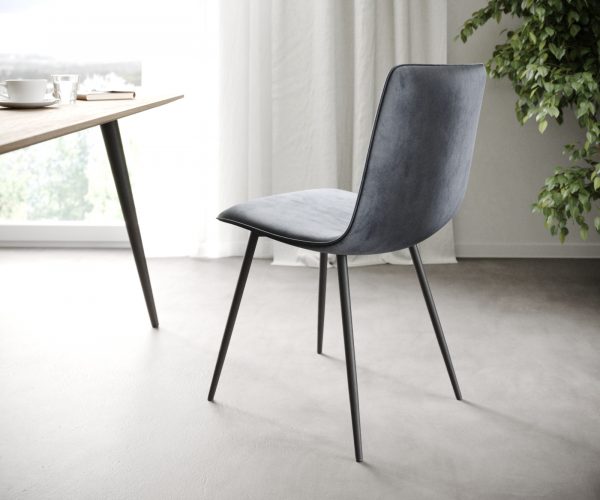 Sada 4 jídelních židlí Pia-Adesso Grey Velvet se 4 nohami kónického tvaru - Image 4