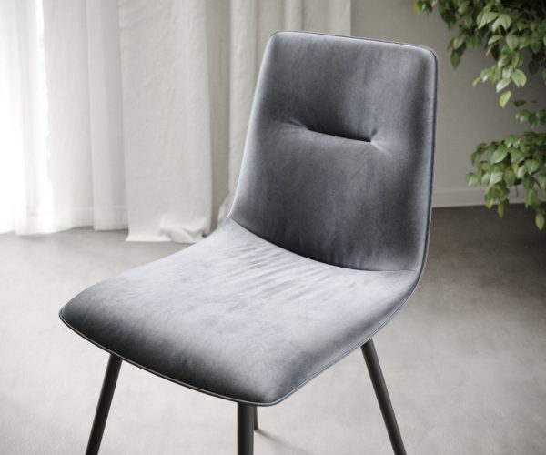 Sada 4 jídelních židlí Pia-Adesso Grey Velvet se 4 nohami kónického tvaru - Image 5