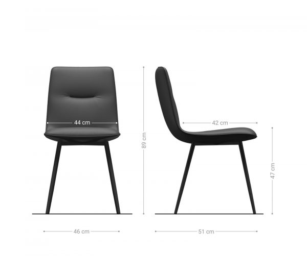 Sada 4 jídelních židlí Pia-Adesso Grey Velvet se 4 nohami kónického tvaru - Image 6