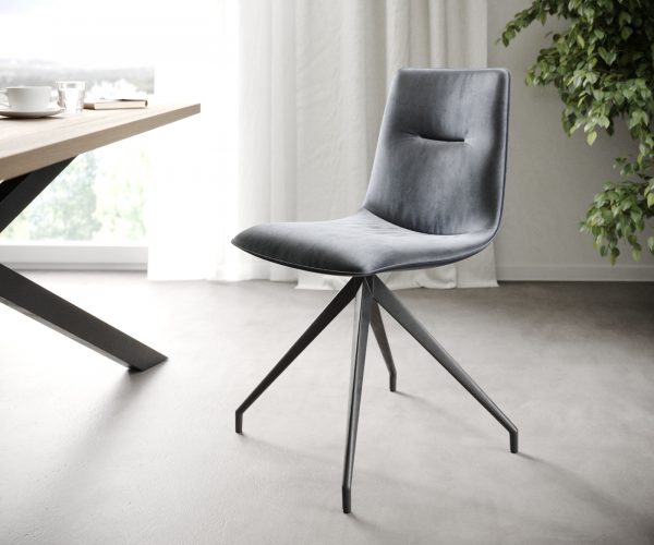 Sada 4 jídelních židlí Pia-Adesso Grey Velvet Cross Frame Conical