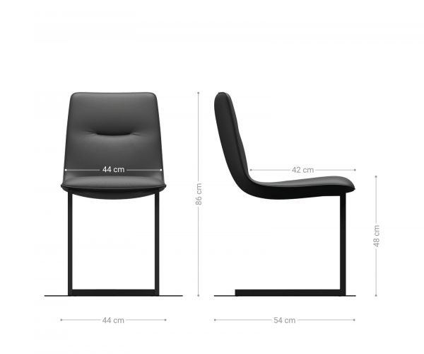 Sada 4 jídelních židlí Pia-Adesso Anthracite Vintage Cantilever - Image 5