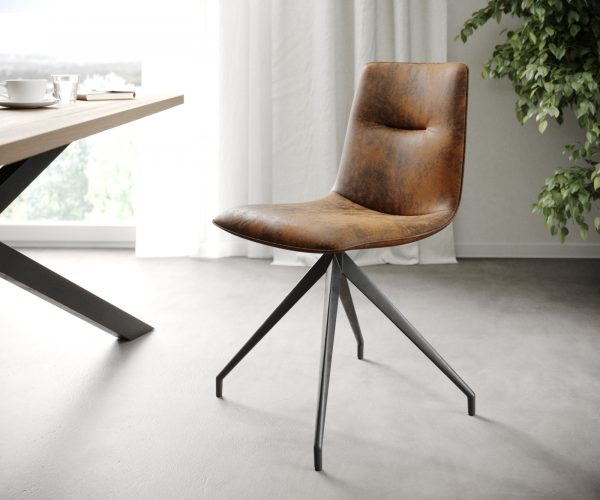 Sada 4 jídelních židlí Pia-Adesso Brown Vintage Cross Frame Conical