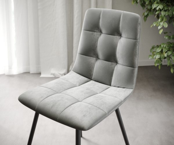 Sada 4 jídelních židlí Caro-Adesso Light Grey Velvet se 4 nohami kónického tvaru - Image 4