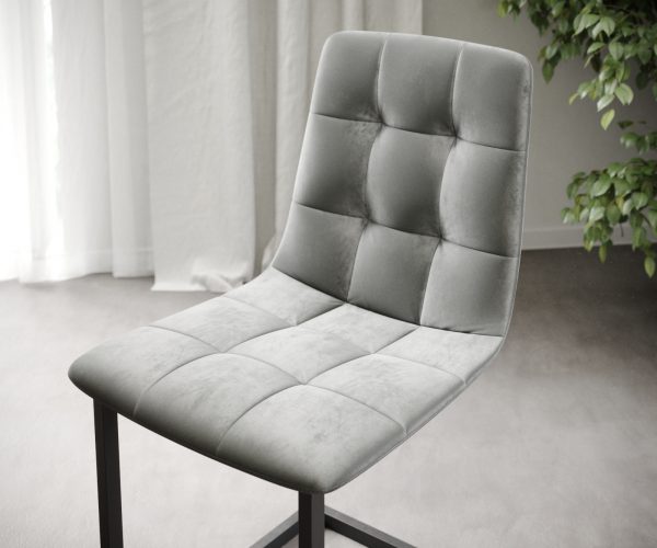 Sada 4 jídelních židlí Caro-Adesso Light Grey Velvet Cantilever Chair - Image 4