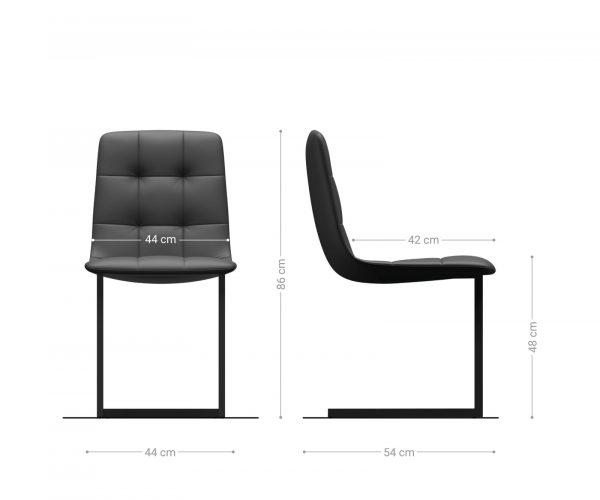 Sada 4 jídelních židlí Caro-Adesso Light Grey Velvet Cantilever Chair - Image 5