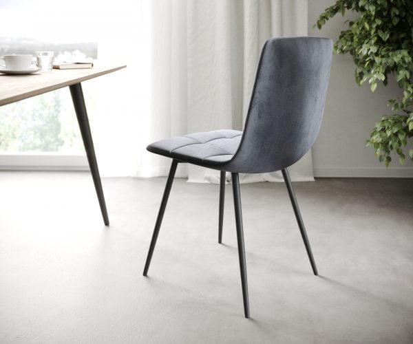 Sada 4 jídelních židlí Caro-Adesso Grey Velvet se 4 nohami kónického tvaru - Image 2