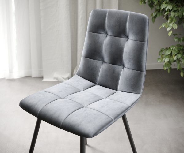 Sada 4 jídelních židlí Caro-Adesso Grey Velvet se 4 nohami kónického tvaru - Image 4