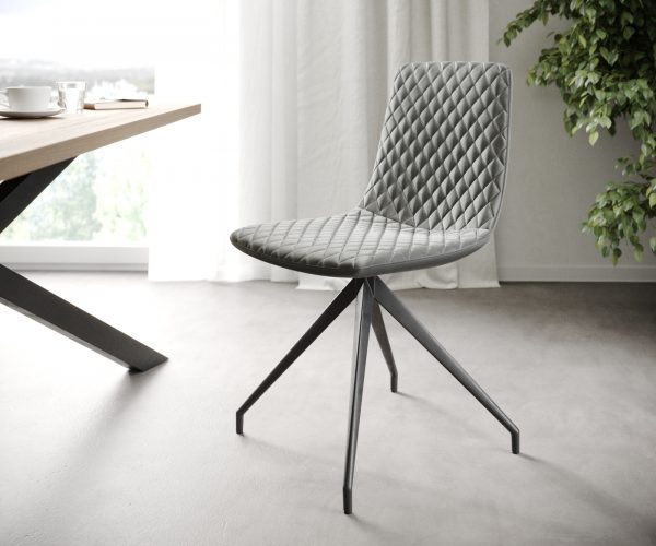 Sada 4 jídelních židlí Novi-Adesso Light Grey Velvet Cross Frame Conical