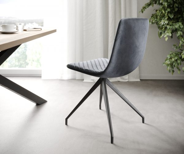 Sada 4 jídelních židlí Novi-Adesso Grey Velvet Cross Frame Conical - Image 2