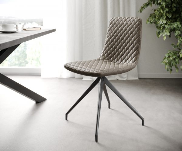 Sada 4 jídelních židlí Novi-Adesso taupe vintage křížová podnož zaoblená