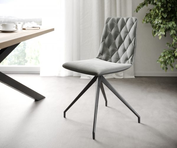 4dílná sada jídelních židlí Trado-Adesso Light Grey Velvet Cross Frame Conical