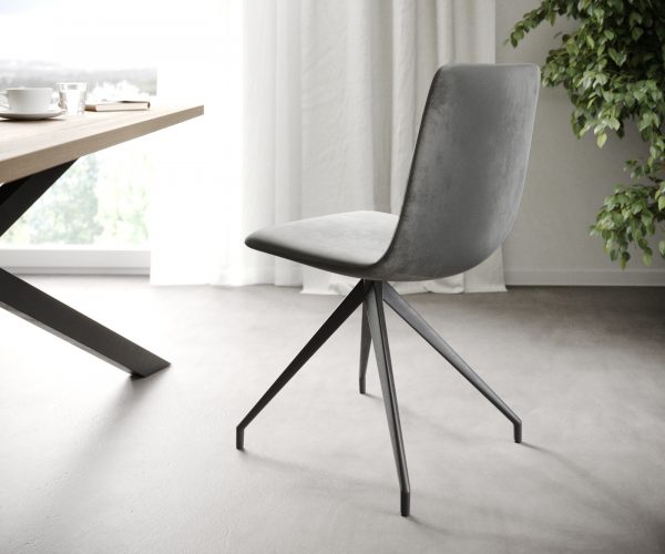 4dílná sada jídelních židlí Trado-Adesso Light Grey Velvet Cross Frame Conical - Image 2