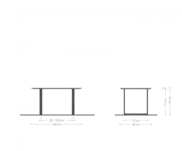 Jídelní stůl Adesso 140x90 dub švýcarská hrana tenká podnož černá - Image 7