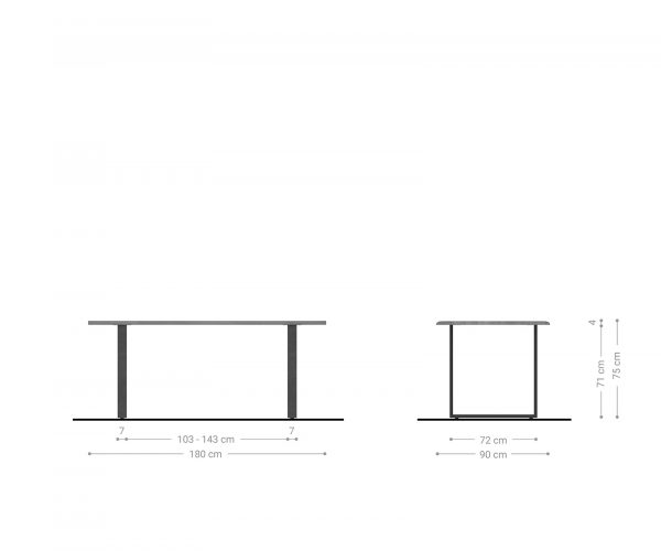Jídelní stůl Adesso 180x90 dubový vzhled stromový okraj běžec černý - Image 7