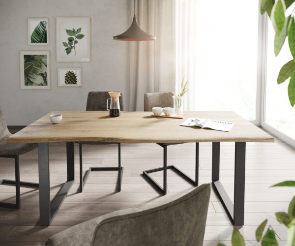 Jídelní stůl Adesso 180x90 dubový vzhled stromový okraj běžec černý - Image 2