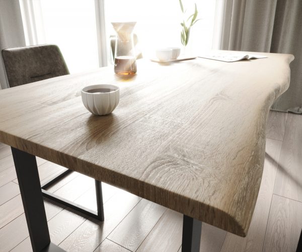 Jídelní stůl Adesso 180x90 dubový vzhled stromový okraj běžec černý - Image 4