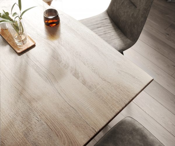 Jídelní stůl Adesso 180x90 dubový vzhled stromový okraj běžec černý - Image 5