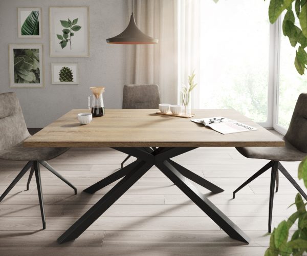 Jídelní stůl Adesso 140x90 dubový vzhled středové nohy černý - Image 2