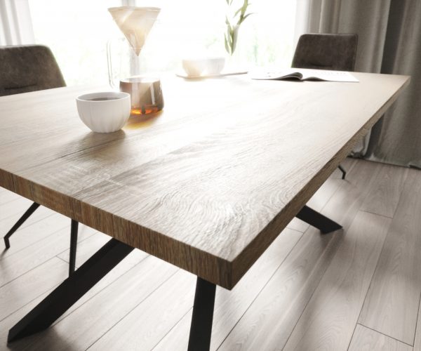 Jídelní stůl Adesso 140x90 dubový vzhled středové nohy černý - Image 4